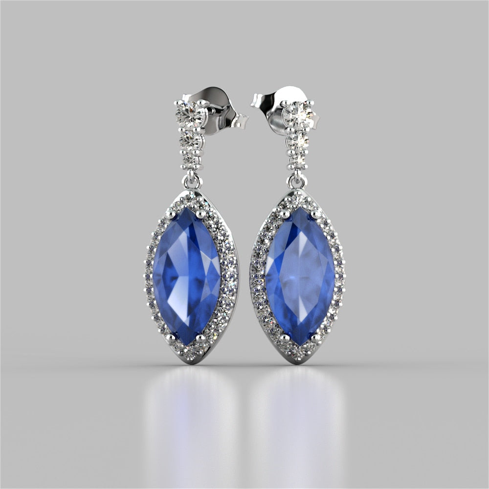 Marquise Cut Drop Style Slider Bail Earrings