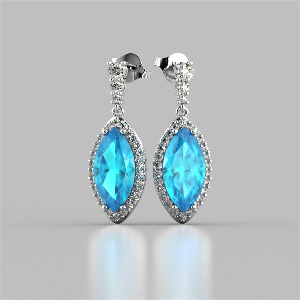 Marquise Cut Drop Style Slider Bail Earrings