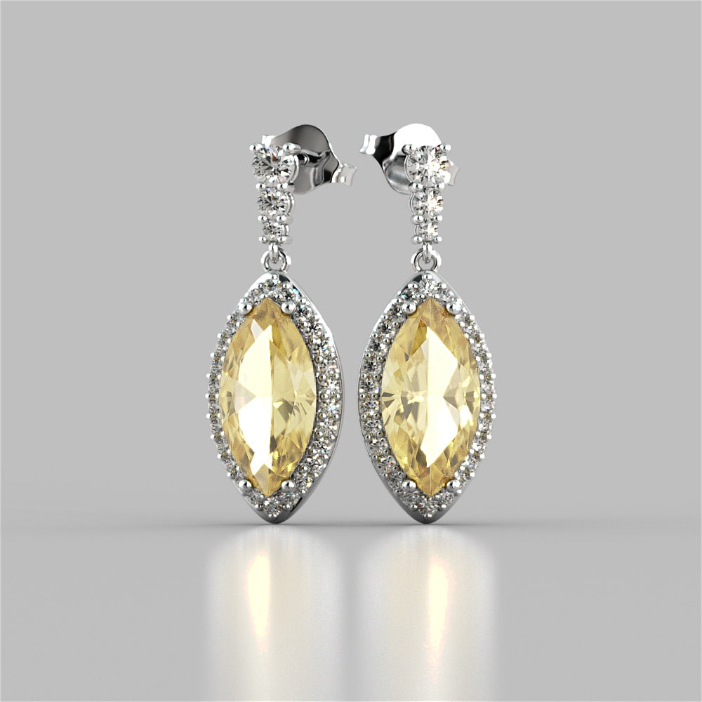 Marquise Cut Drop Style Slider Bail Earrings