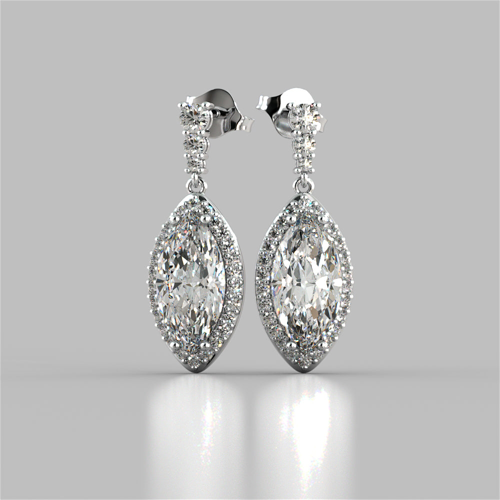 6.89CT Marquise Cut Drop Style Slider Bail Earrings