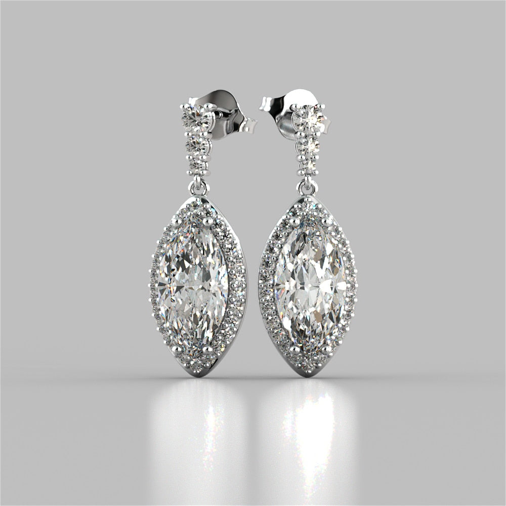 Marquise Cut Drop Style Slider Bail Earrings
