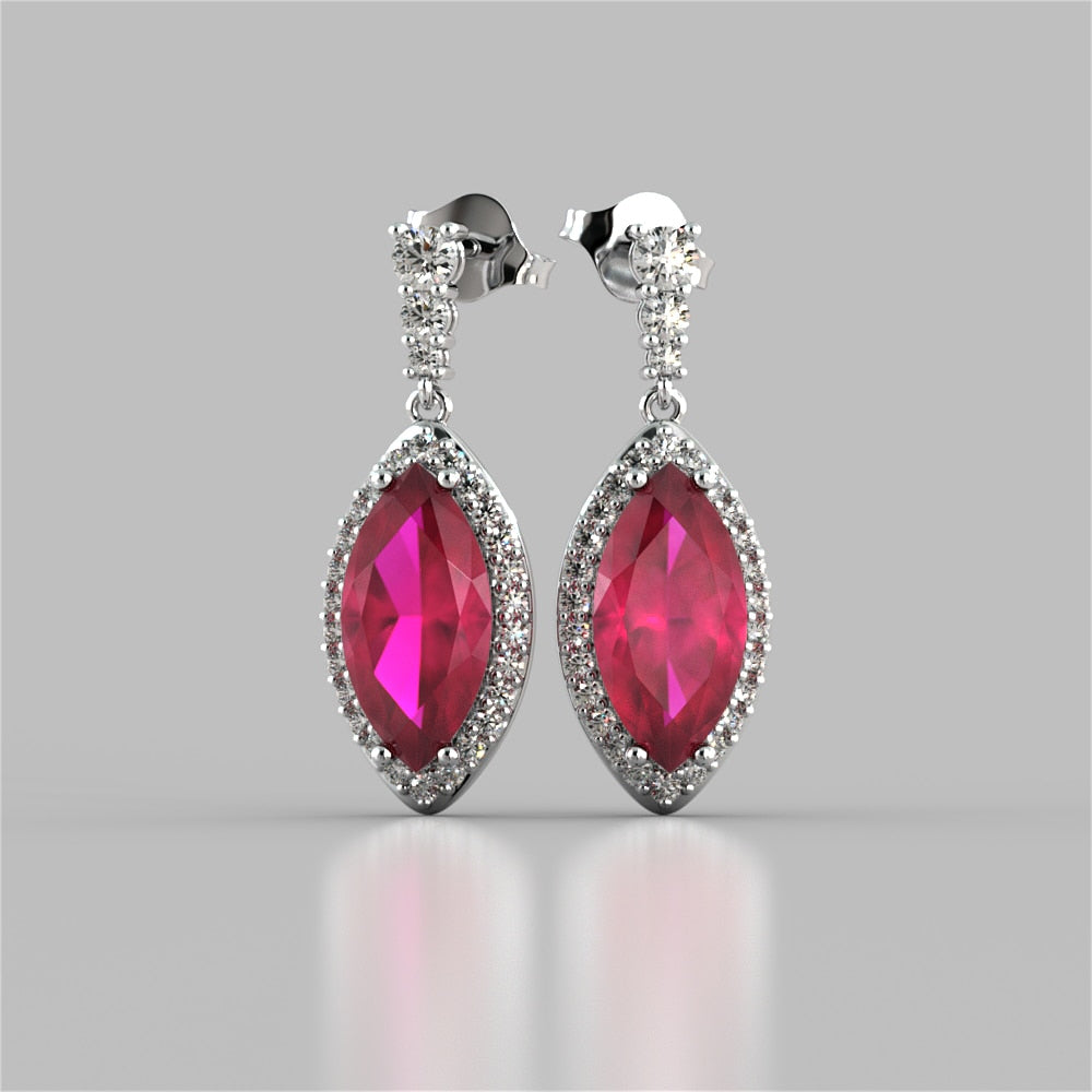Marquise Cut Drop Style Slider Bail Earrings