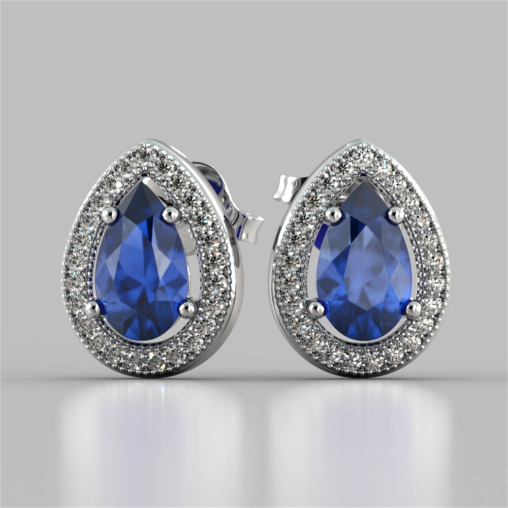 Pear-Cut Halo Earrings