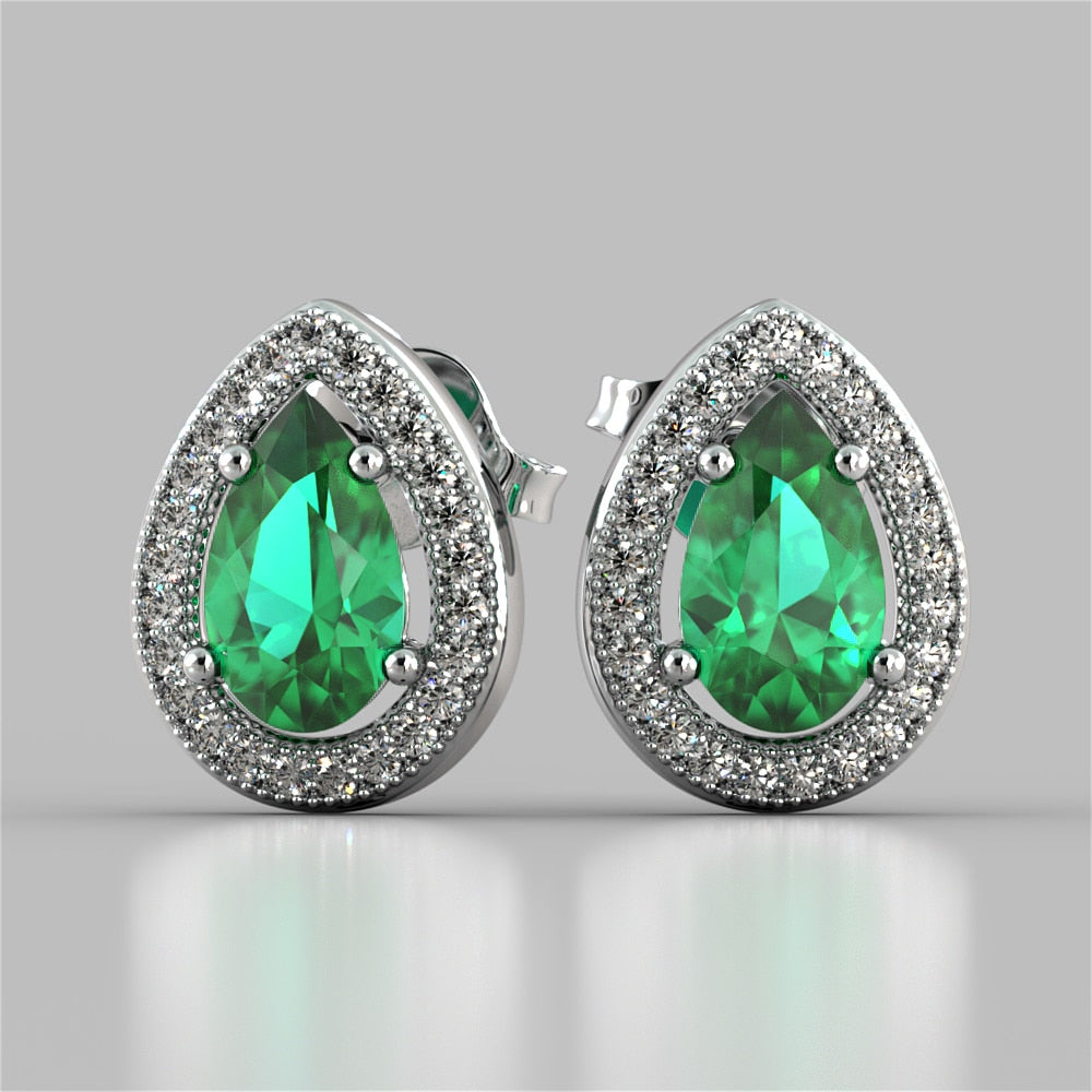 Pear-Cut Halo Earrings