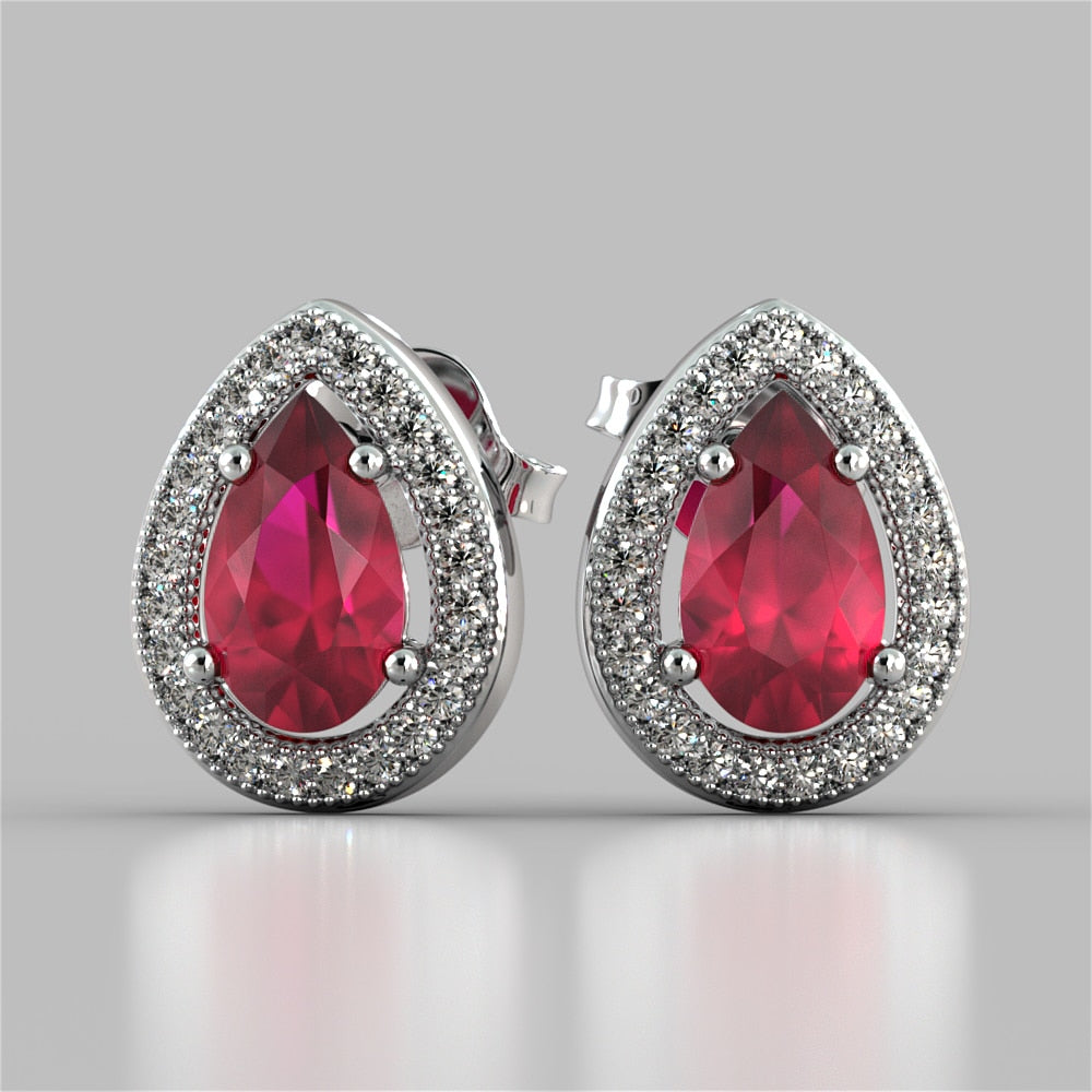Pear-Cut Halo Earrings