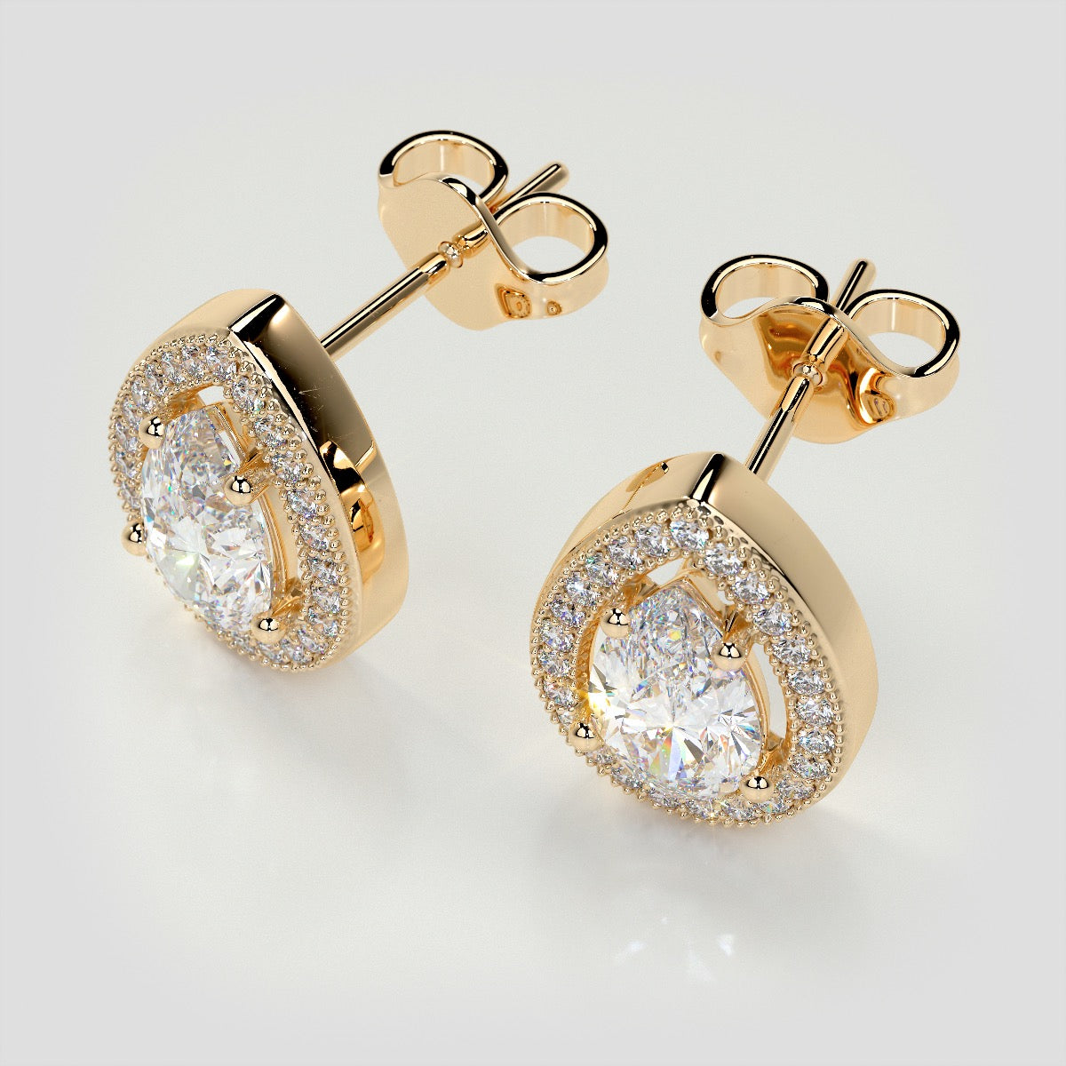 2.25CT Pear-Cut Halo Earrings