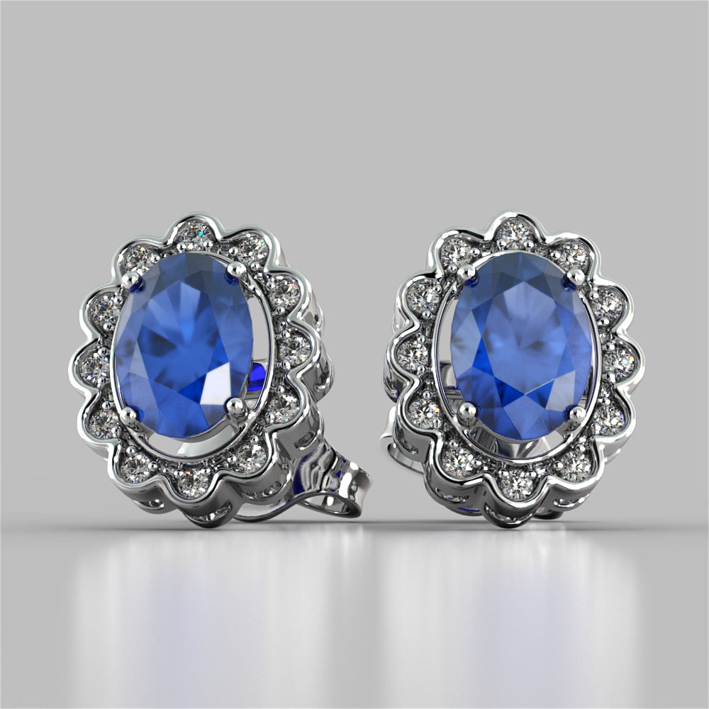 Oval-Cut Halo Earrings