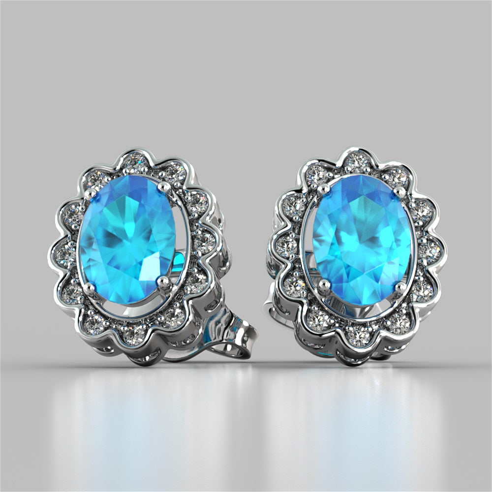 Oval-Cut Halo Earrings