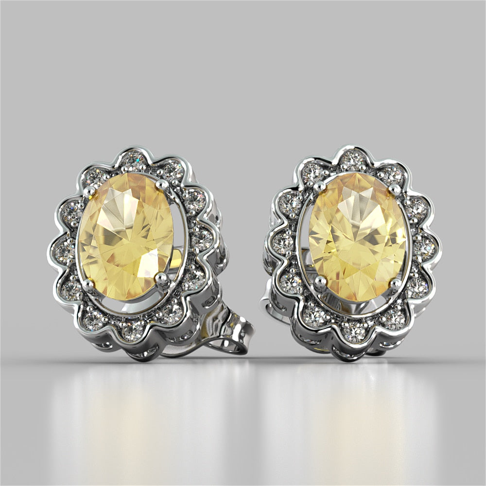 Oval-Cut Halo Earrings