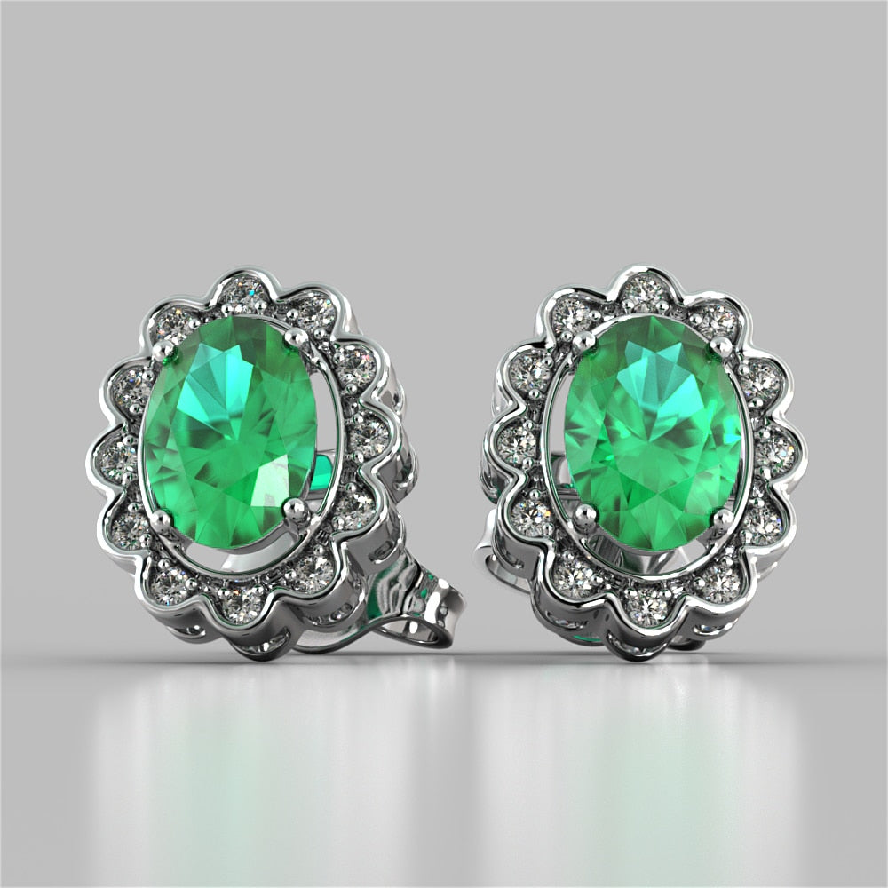 Oval-Cut Halo Earrings