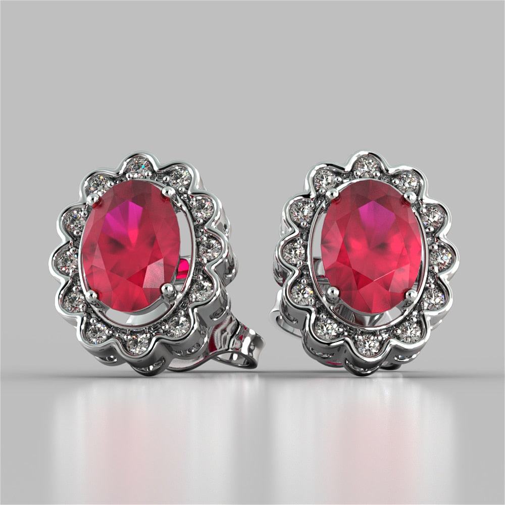 Oval-Cut Halo Earrings