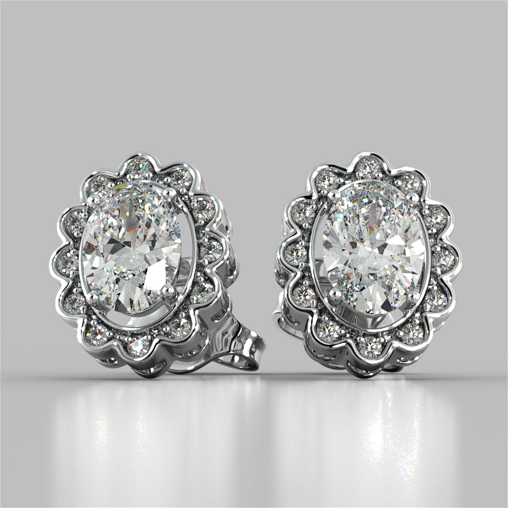 2.12CT Oval-Cut Halo Earrings