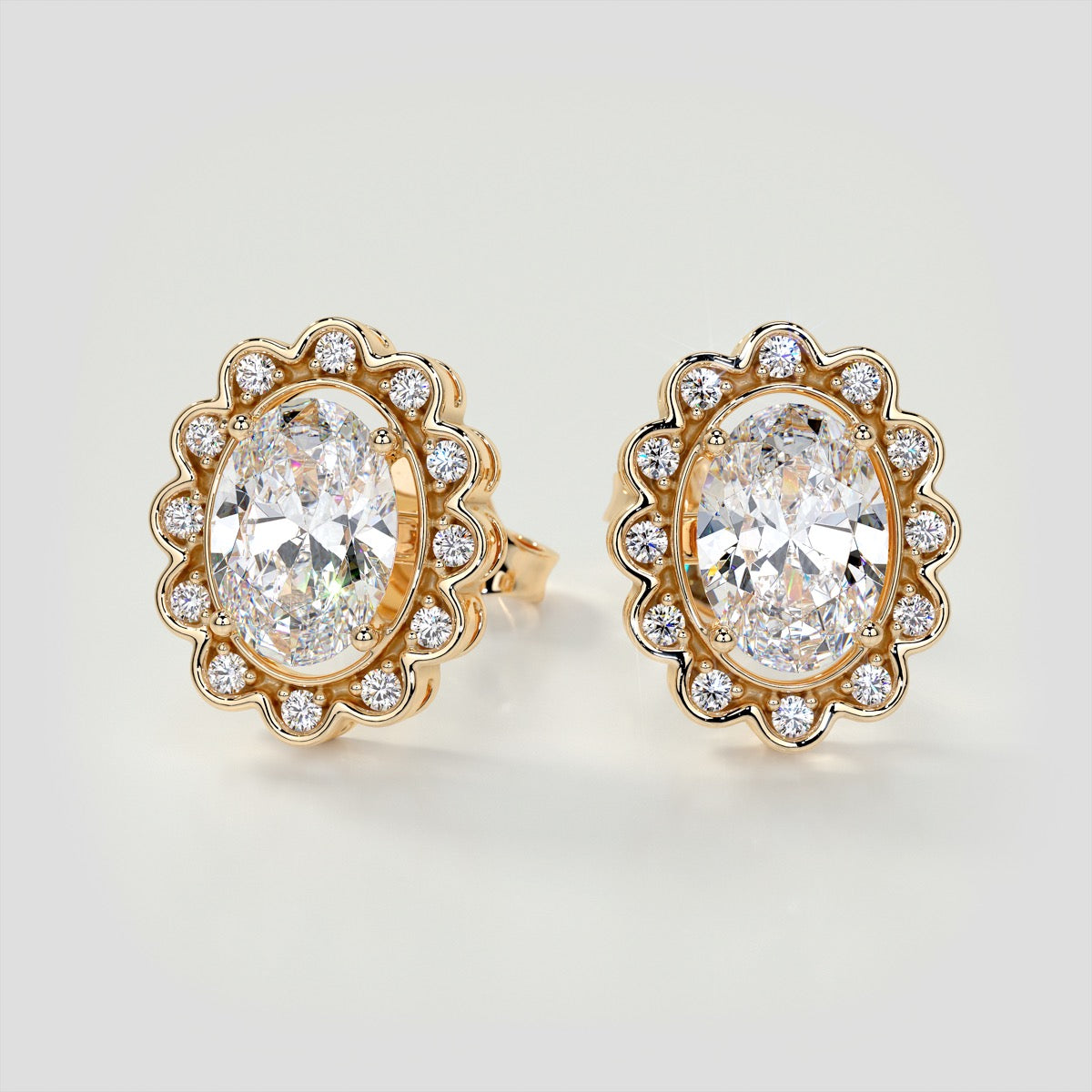 Oval-Cut Halo Earrings