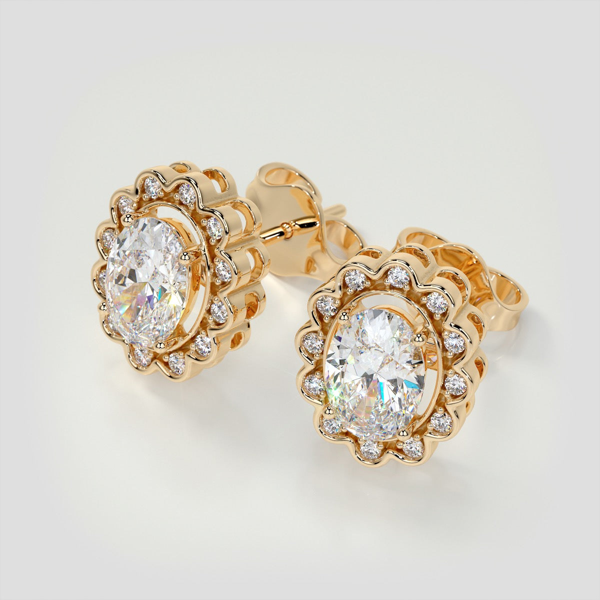 Oval-Cut Halo Earrings