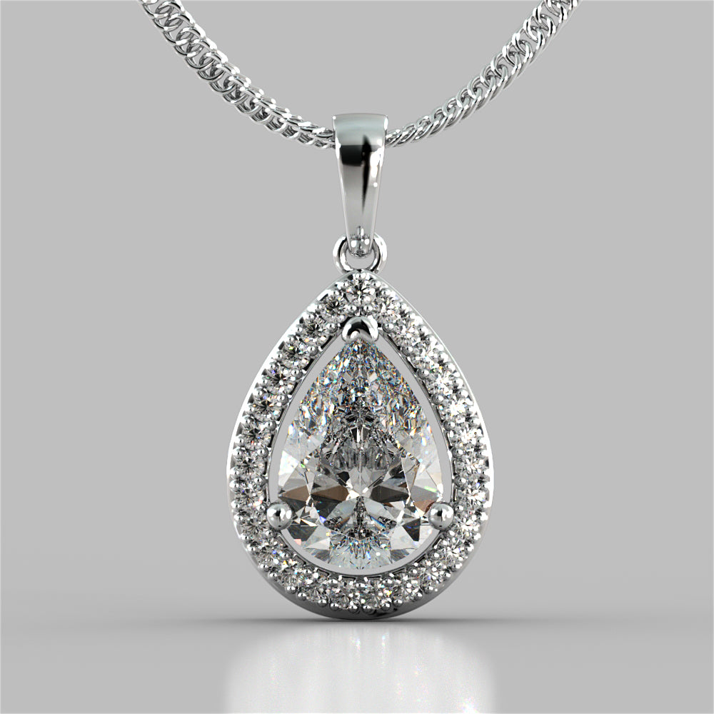 2.27CT Pear Cut Color Halo Pendant