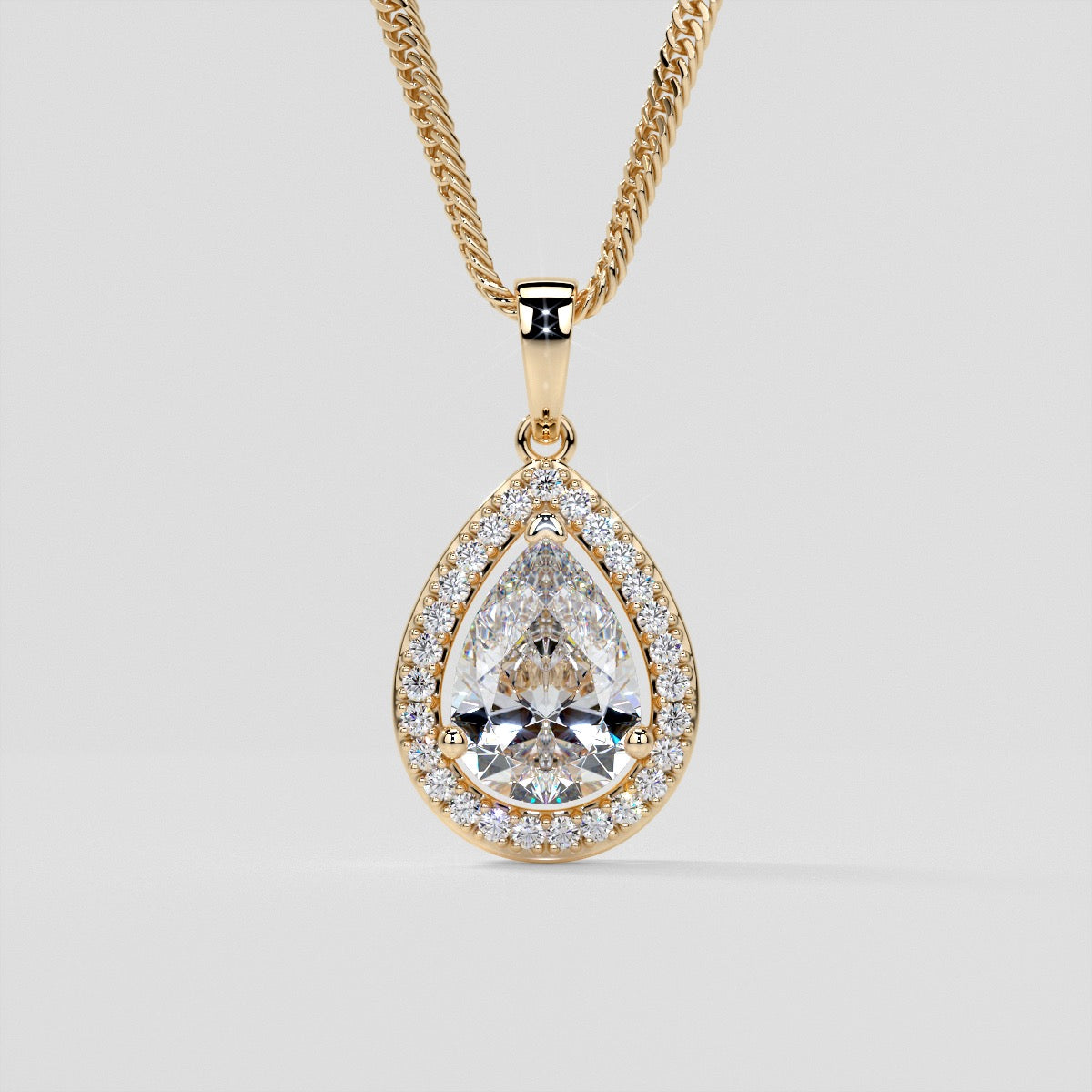 2.27CT Pear Cut Color Halo Pendant