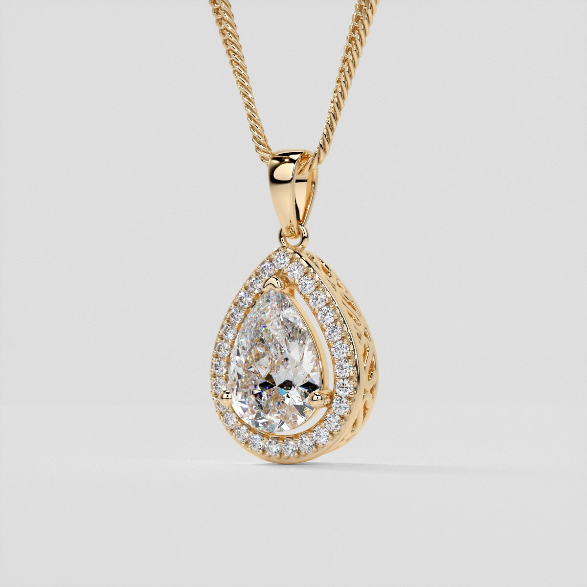 2.27CT Pear Cut Color Halo Pendant