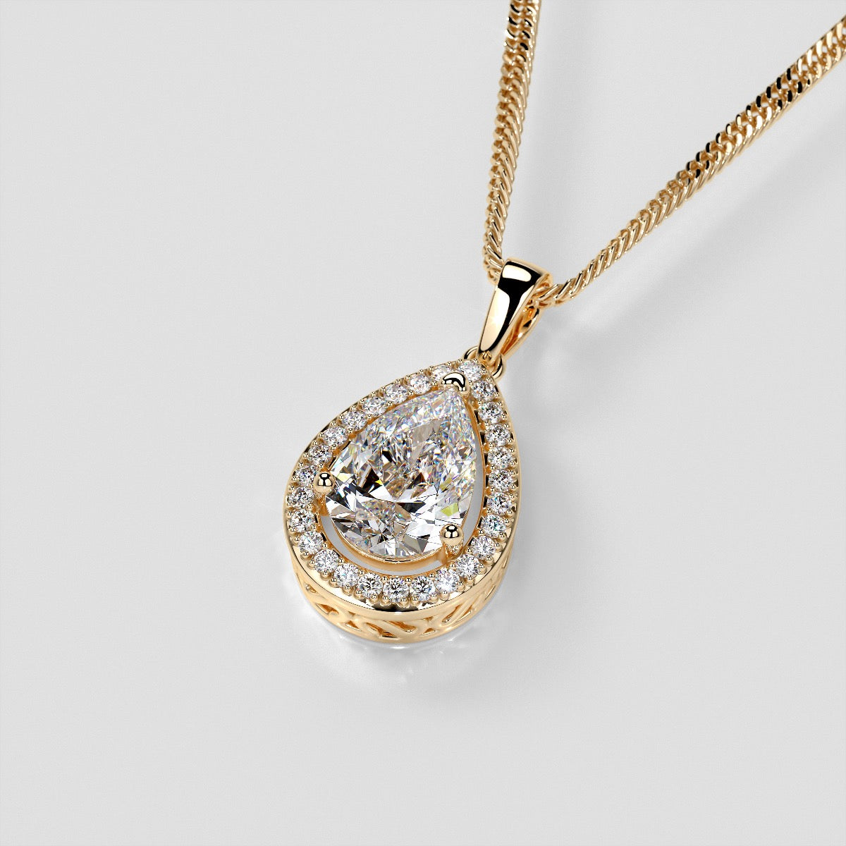 2.27CT Pear Cut Color Halo Pendant