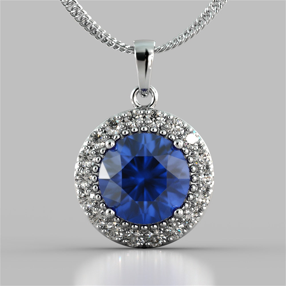 Round Cut Milgrain Tier Halo Pendant