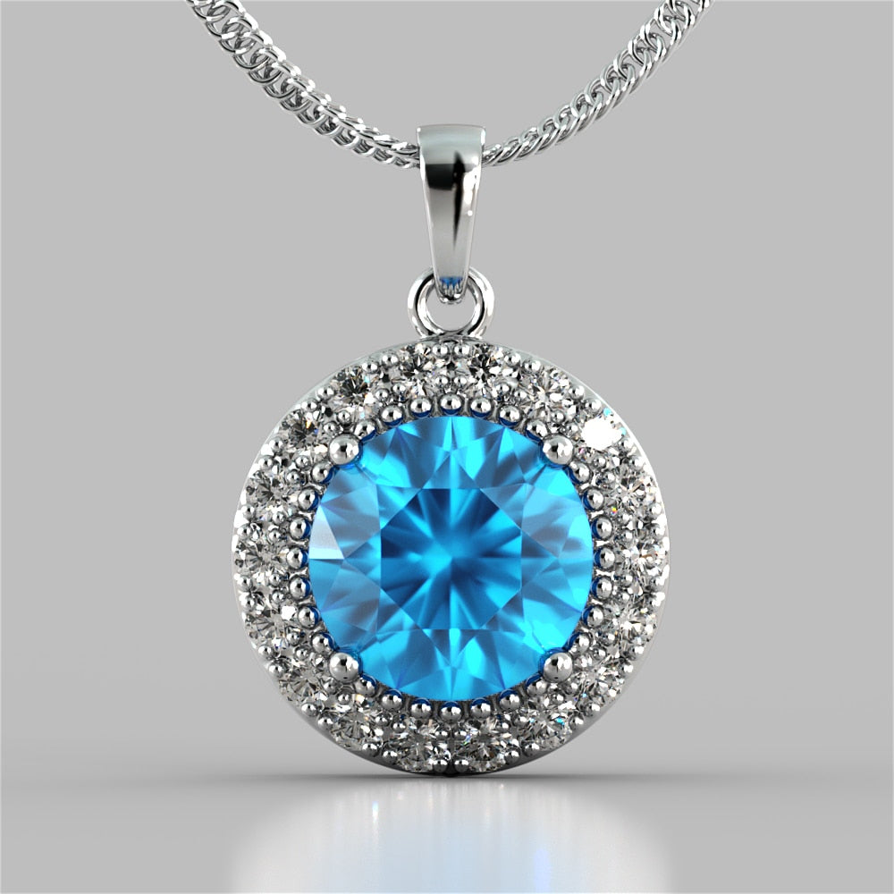 Round Cut Milgrain Tier Halo Pendant