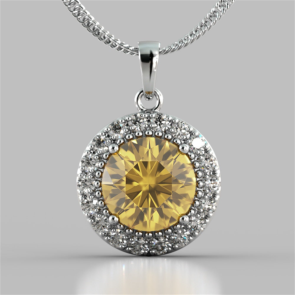 Round Cut Milgrain Tier Halo Pendant