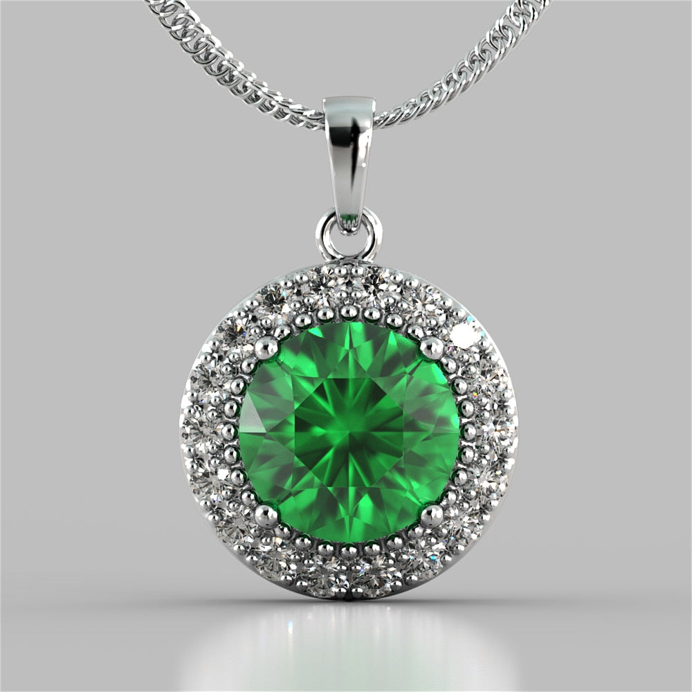 Round Cut Milgrain Tier Halo Pendant