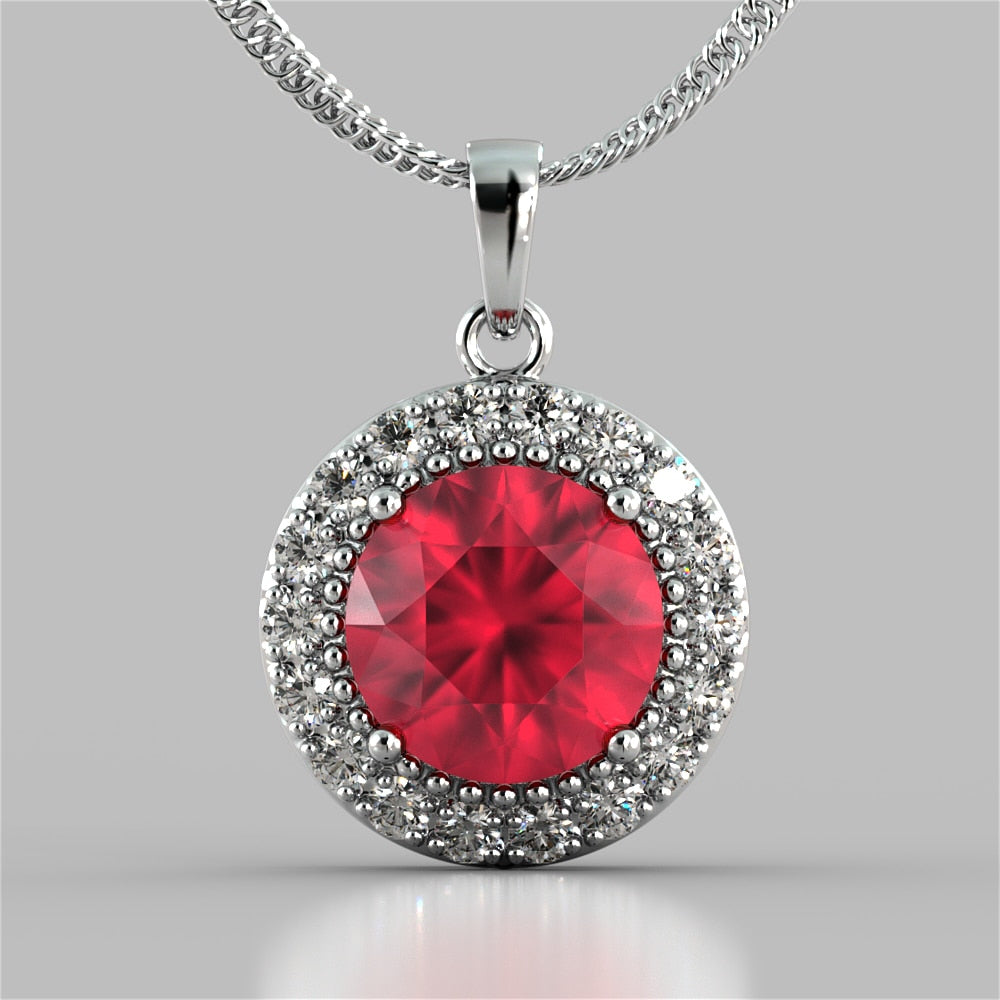 Round Cut Milgrain Tier Halo Pendant