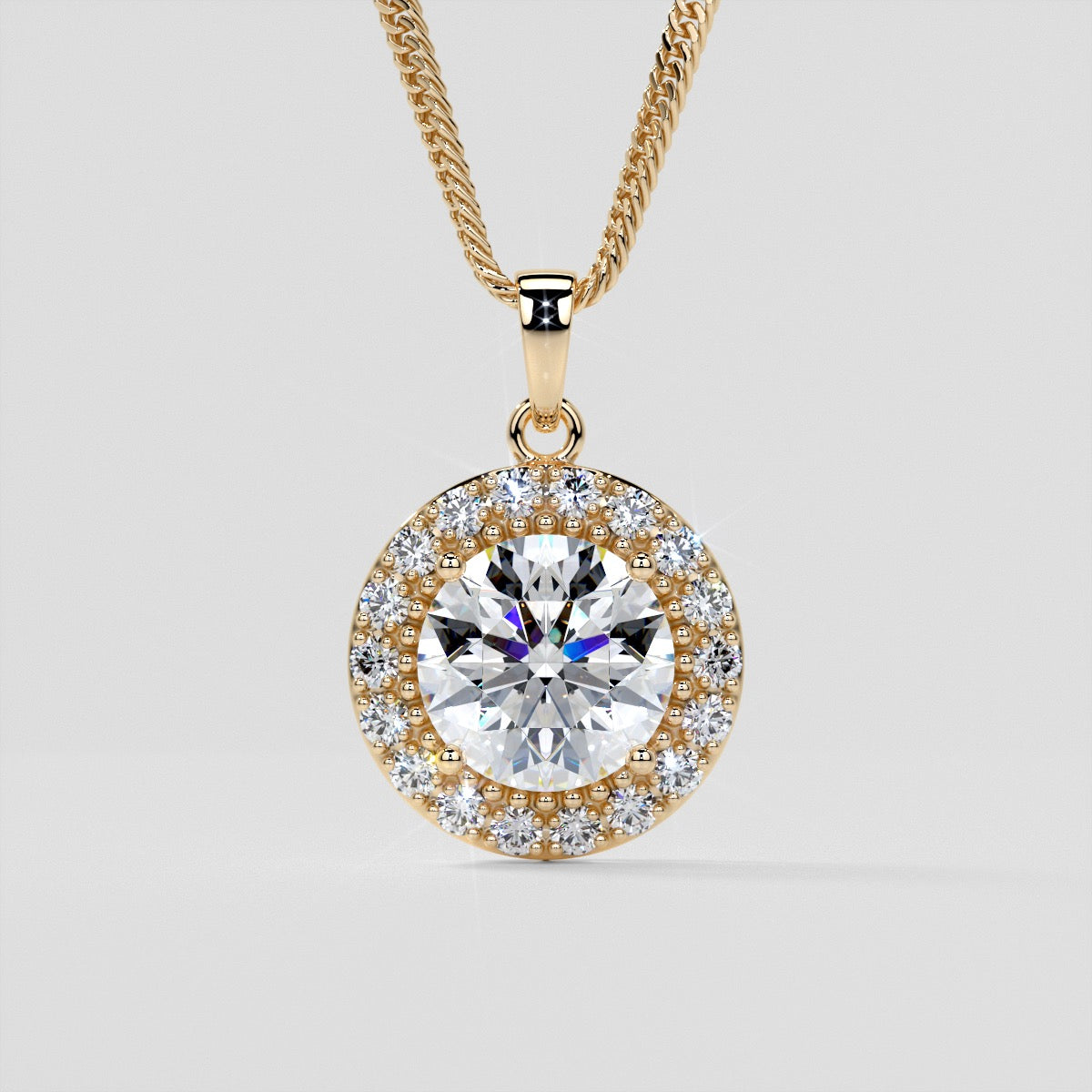 4.36CT Round Cut Milgrain Tier Halo Pendant