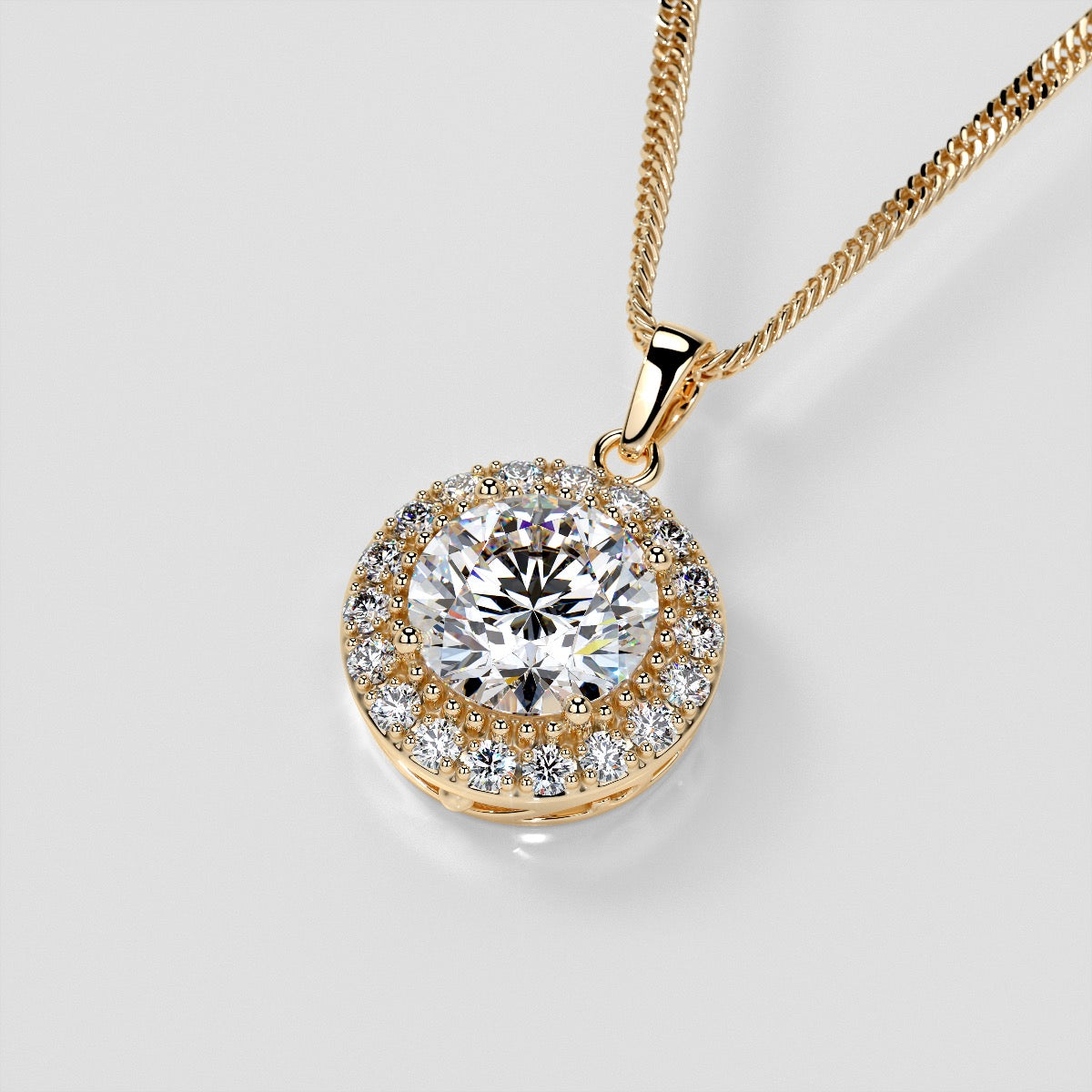 4.36CT Round Cut Milgrain Tier Halo Pendant