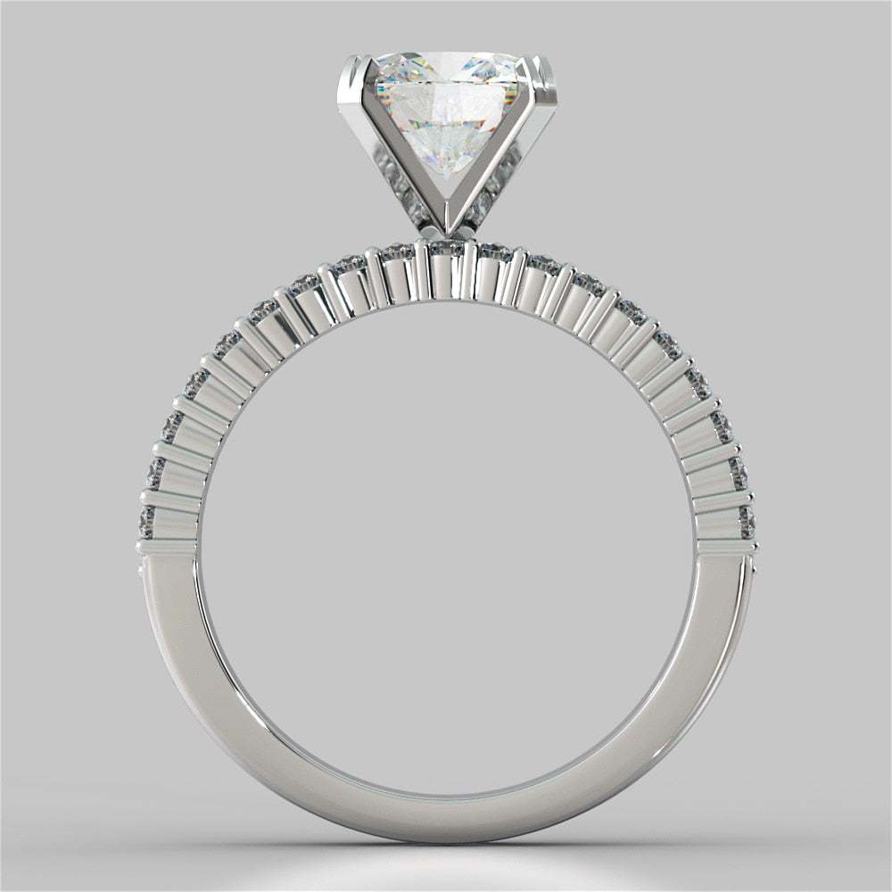 2.0CT Cushion Cut Lab Grown Diamond 3-Row Bar Set Style Engagement Ring