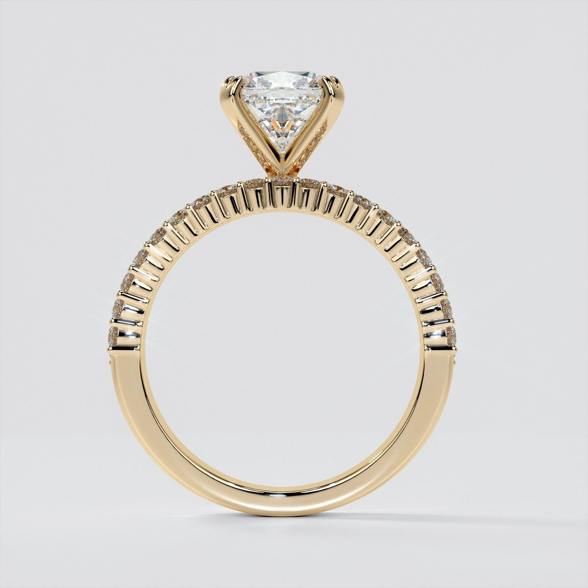 2.0CT Cushion Cut Lab Grown Diamond 3-Row Bar Set Style Engagement Ring
