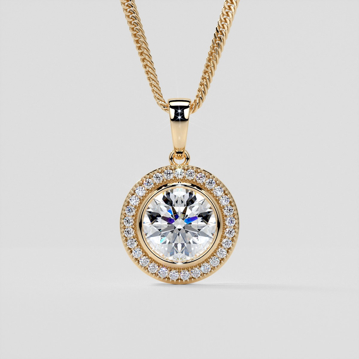 2.15CT Round Cut Slider Halo Pendant