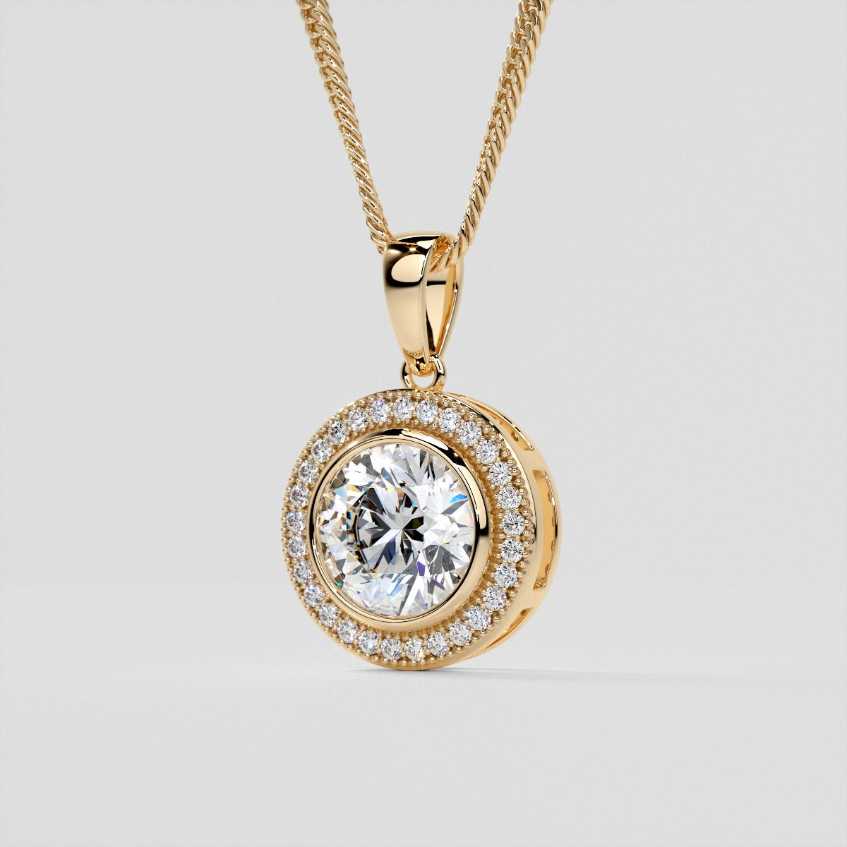 2.15CT Round Cut Slider Halo Pendant