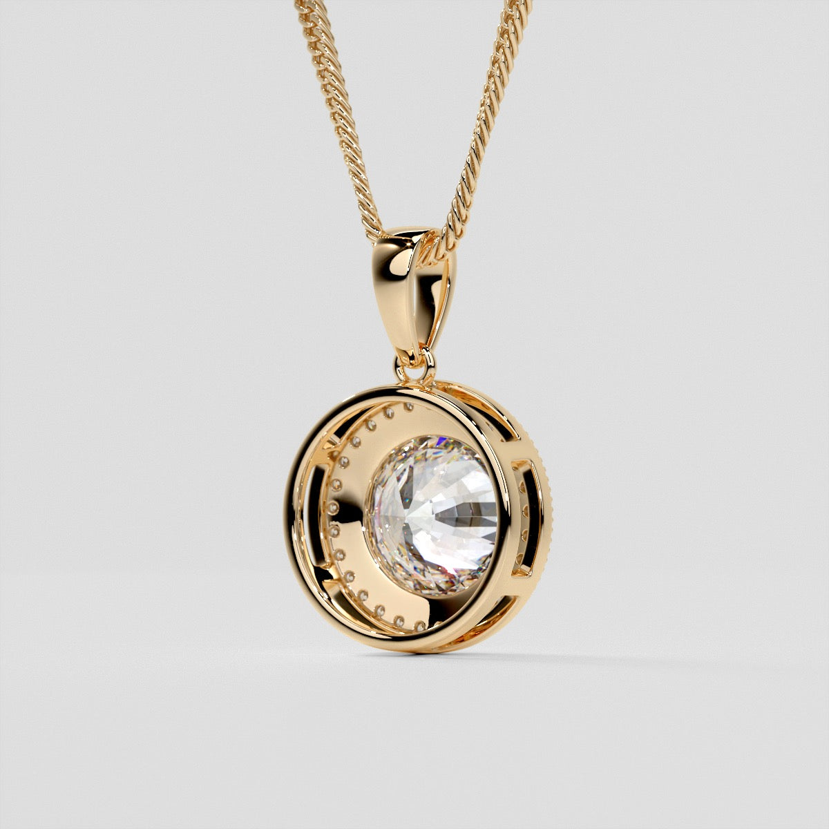 2.15CT Round Cut Slider Halo Pendant