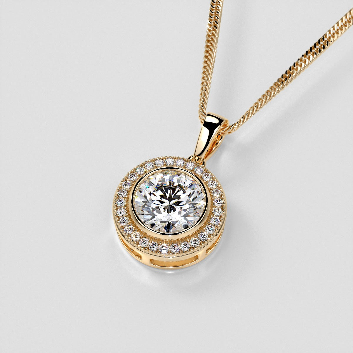 2.15CT Round Cut Slider Halo Pendant