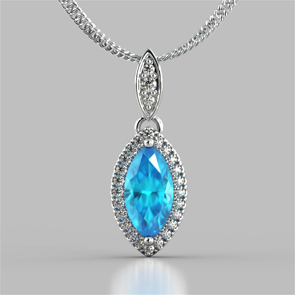 Marquise Cut Drop Style With Embellished Bail Pendant