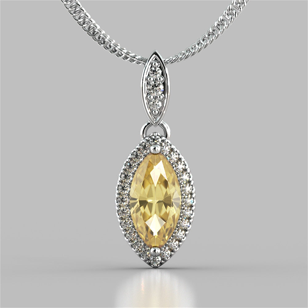 Marquise Cut Drop Style With Embellished Bail Pendant