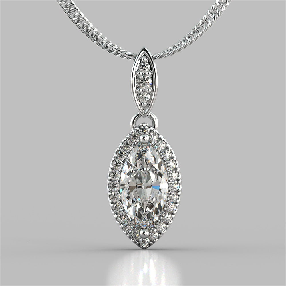 Marquise Cut Drop Style With Embellished Bail Pendant