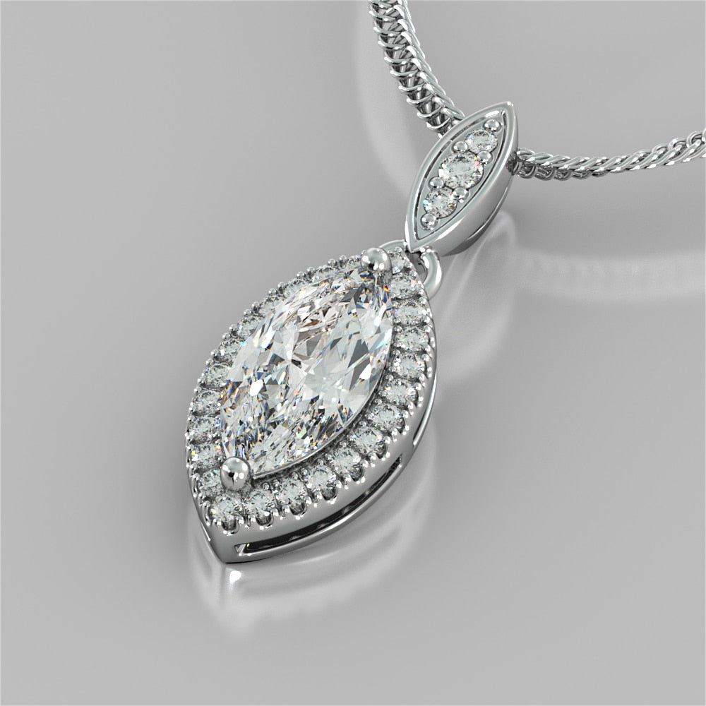 Marquise Cut Drop Style With Embellished Bail Pendant