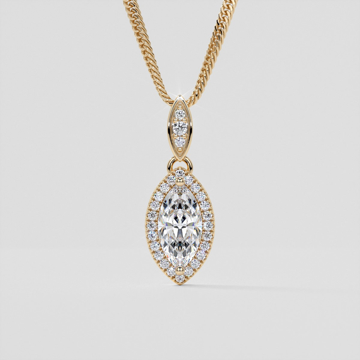 1.44CT Marquise Cut Drop Style With Embellished Bail Pendant