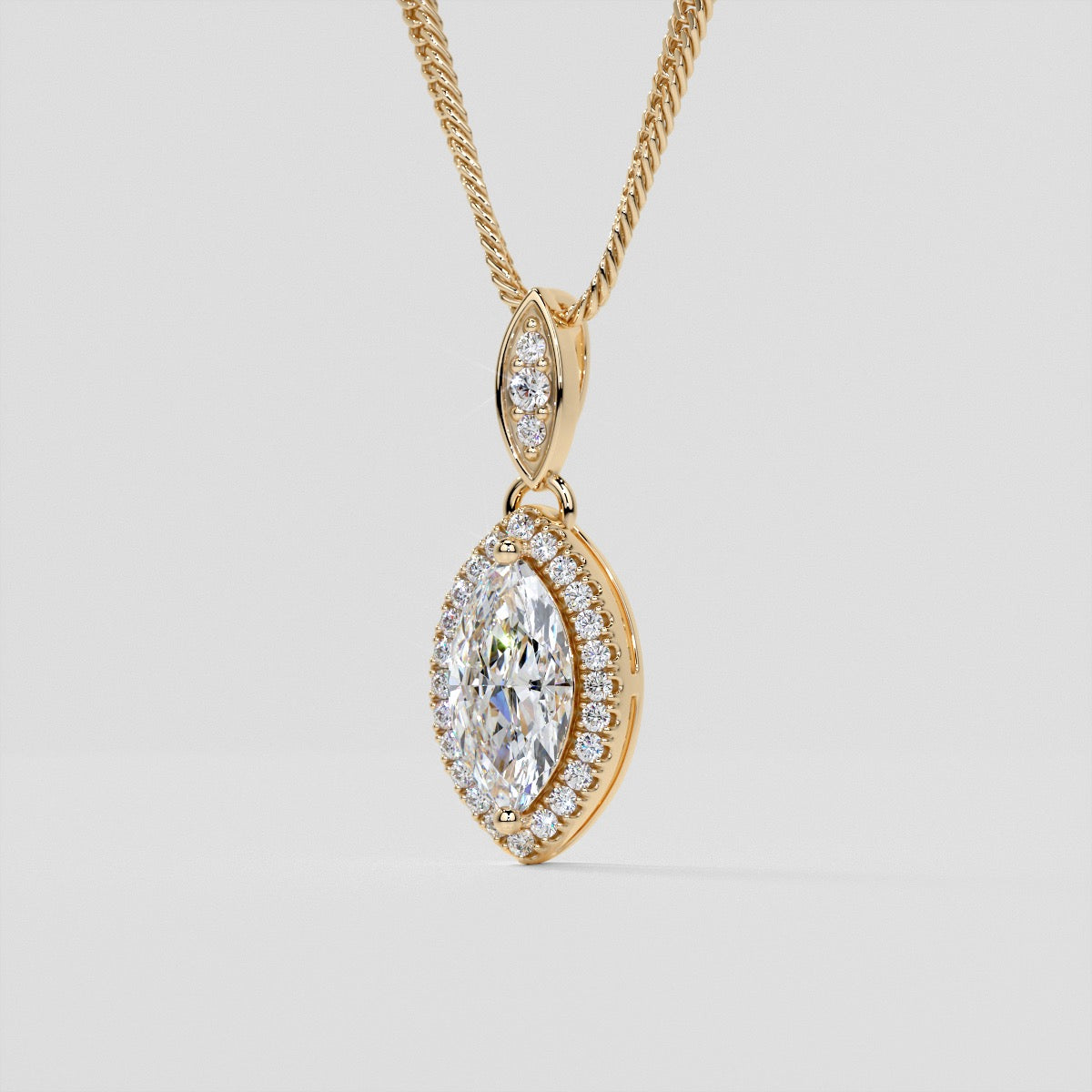 1.44CT Marquise Cut Drop Style With Embellished Bail Pendant