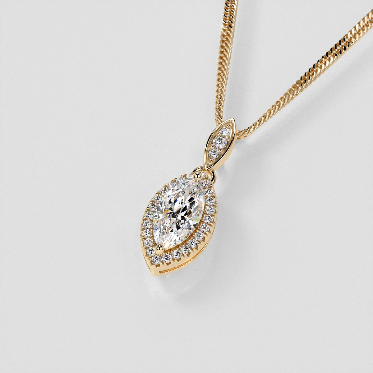 1.44CT Marquise Cut Drop Style With Embellished Bail Pendant