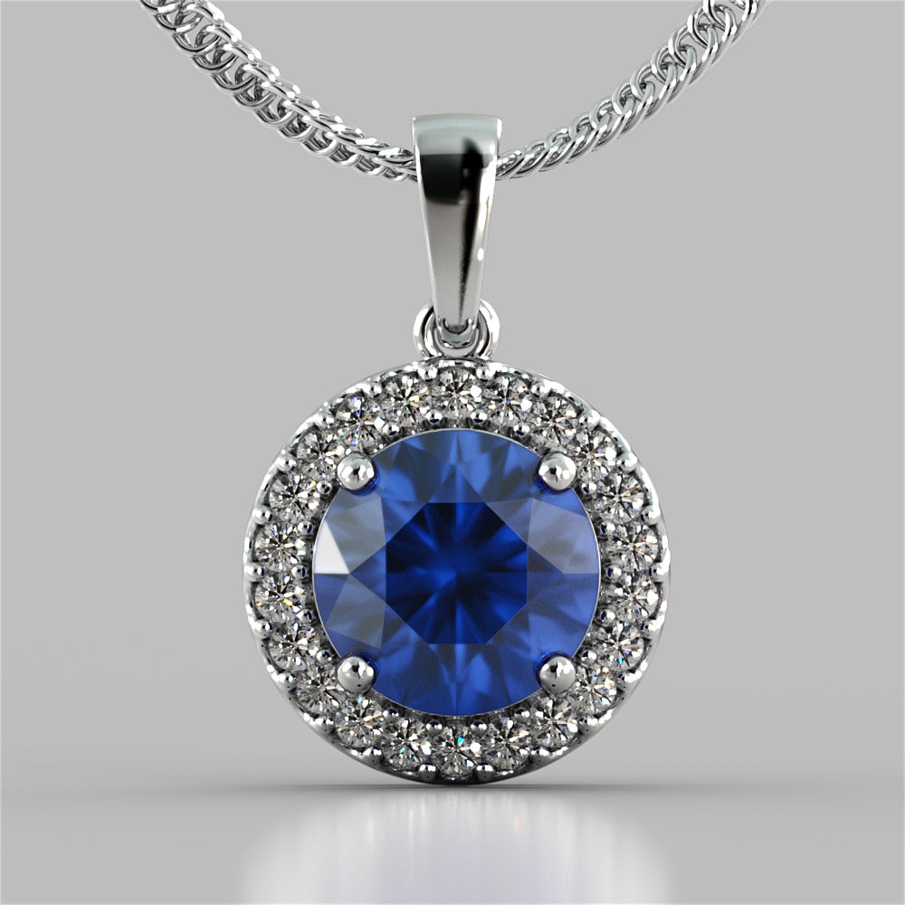 Round Cut Prong Set Tier Halo Pendant