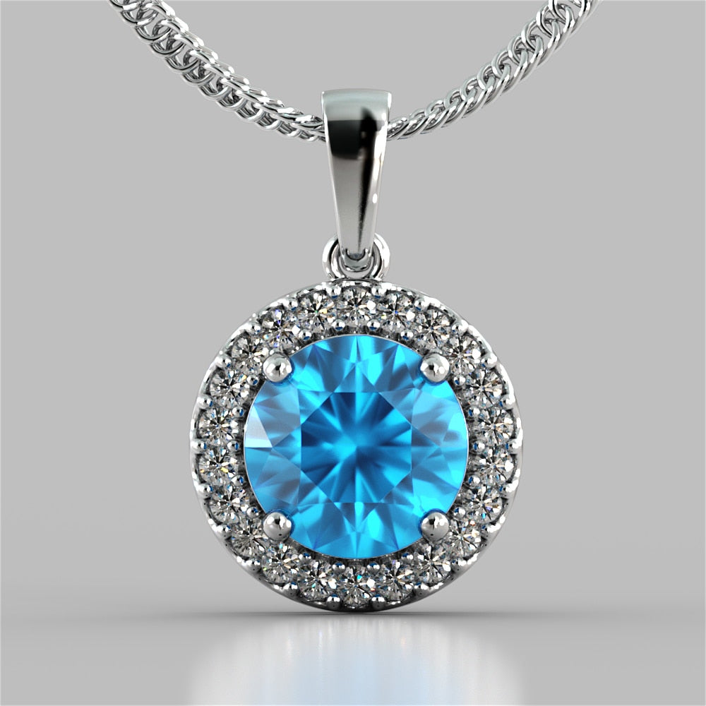 Round Cut Prong Set Tier Halo Pendant