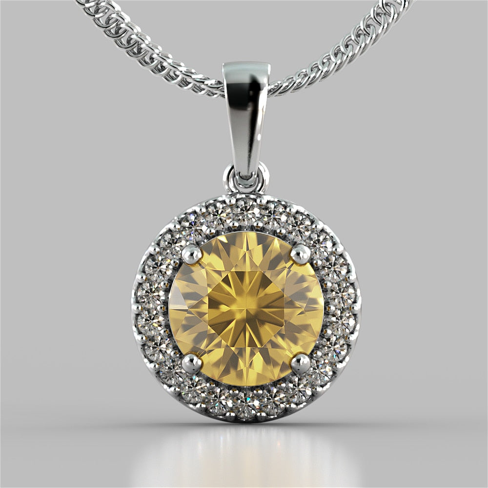 Round Cut Prong Set Tier Halo Pendant