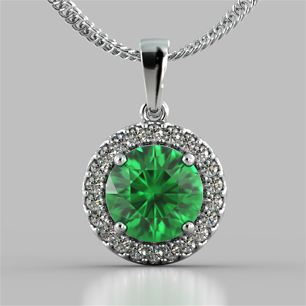 Round Cut Prong Set Tier Halo Pendant