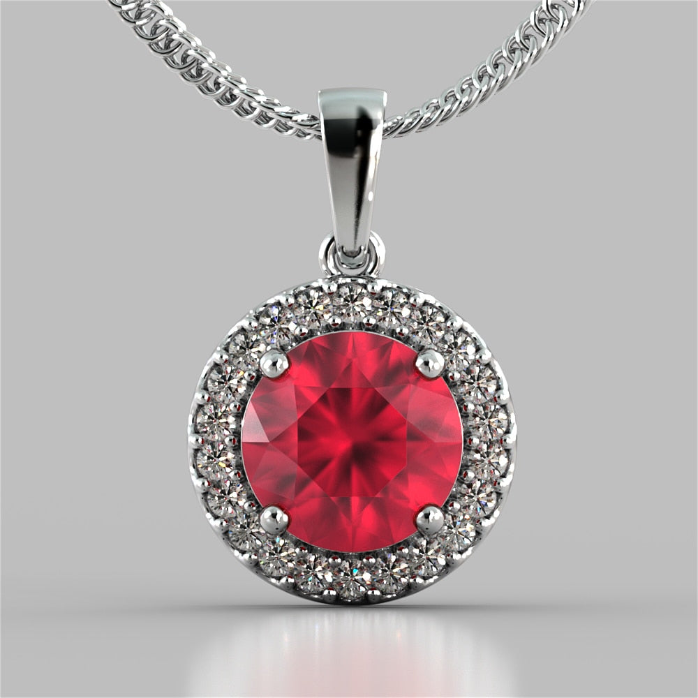 Round Cut Prong Set Tier Halo Pendant