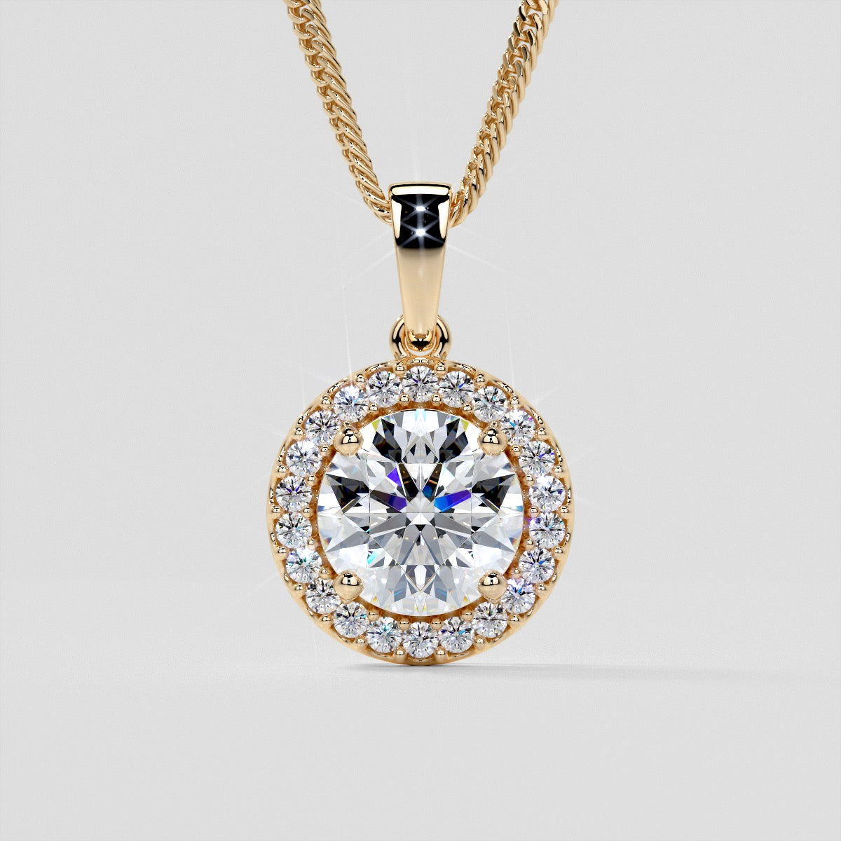 2.22CT Round Cut Prong Set Tier Halo Pendant