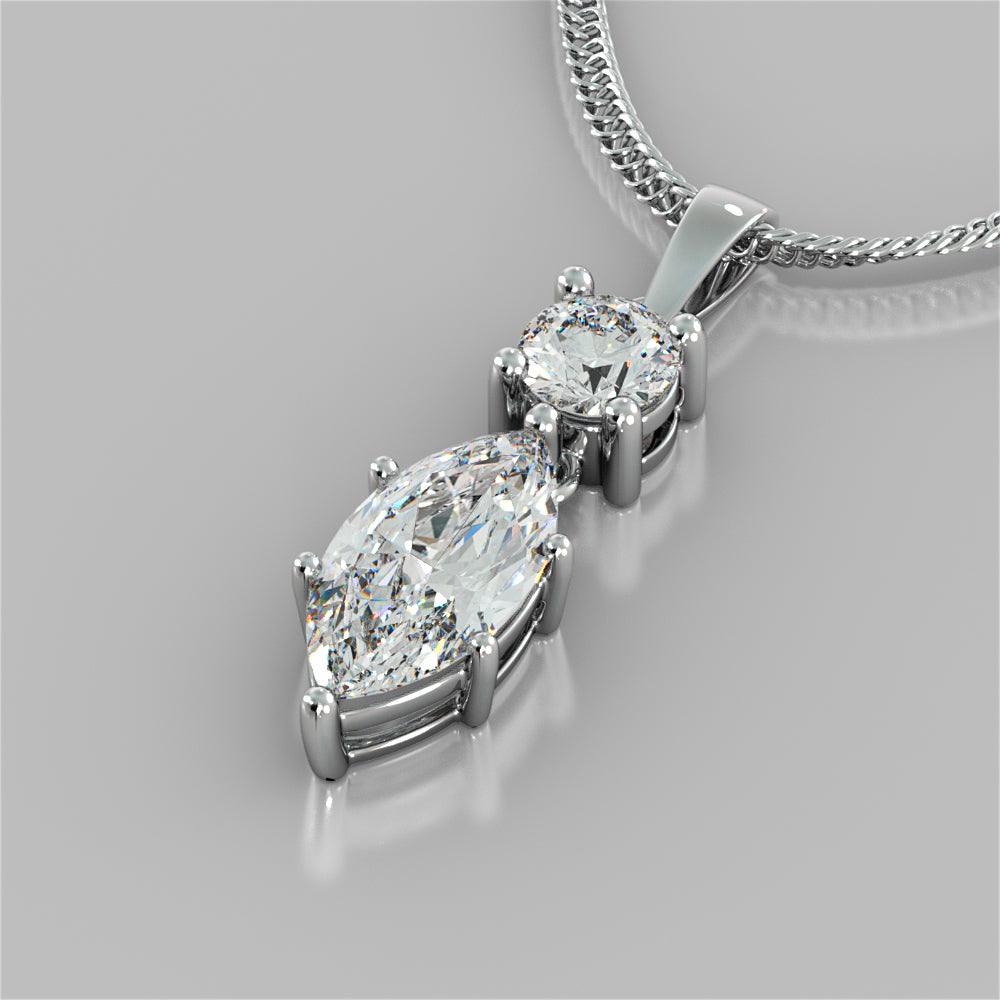 2.46CT Marquise Cut Drop Style Pendant with 16" Chain Included