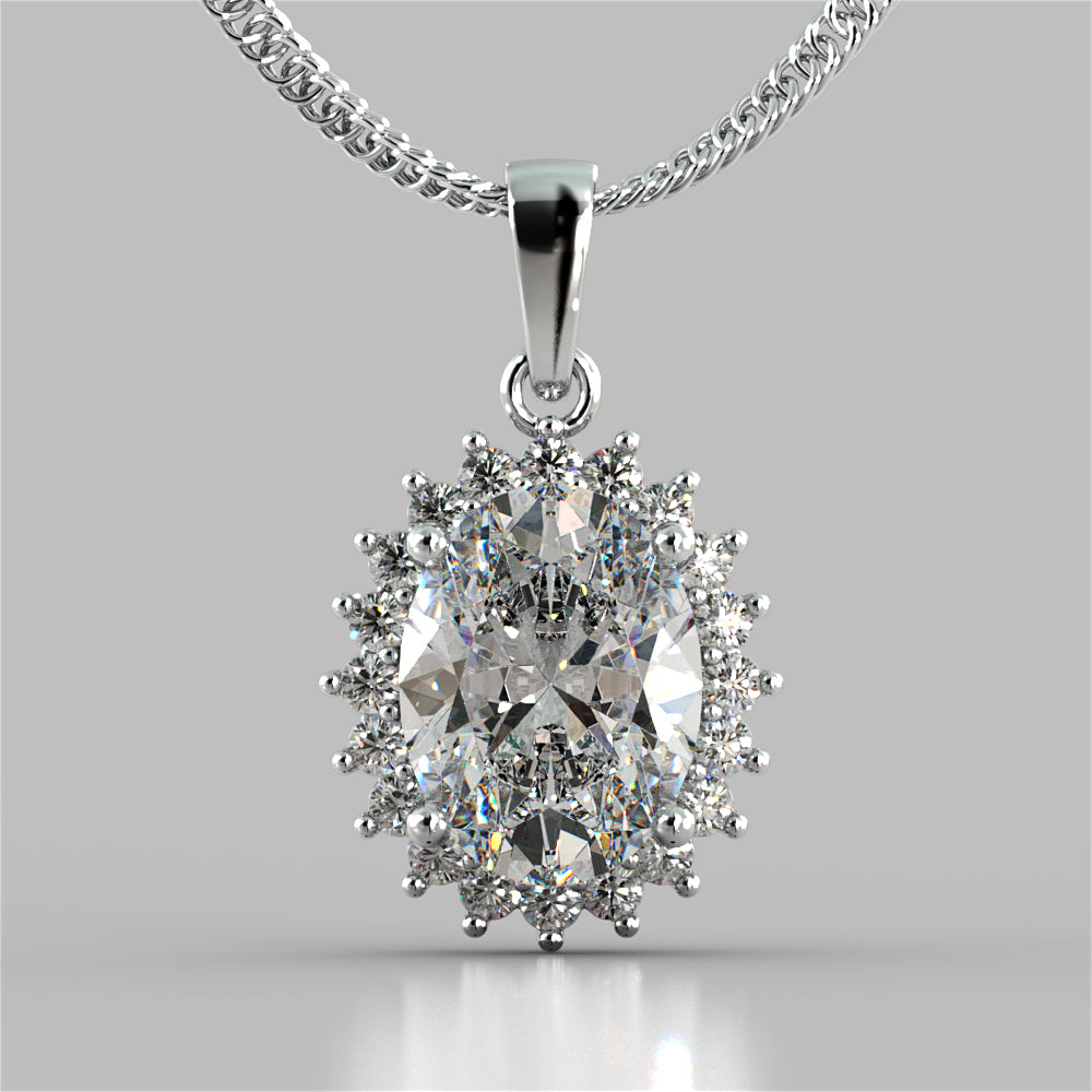 3.3CT Oval Cut Halo Pendant